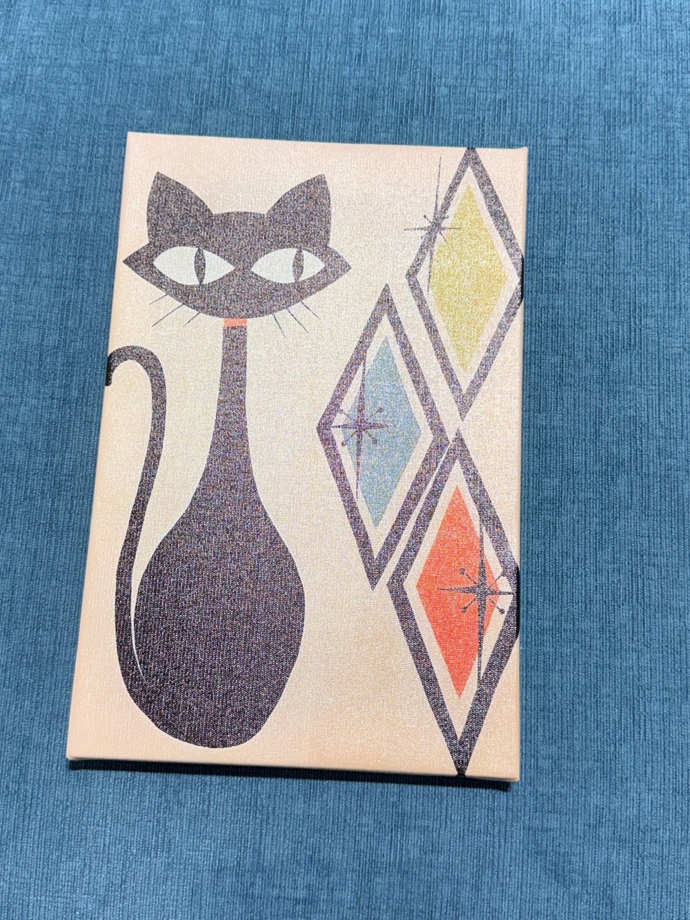 Cat Wall Art Canvas Print in Black and Pastel Colors